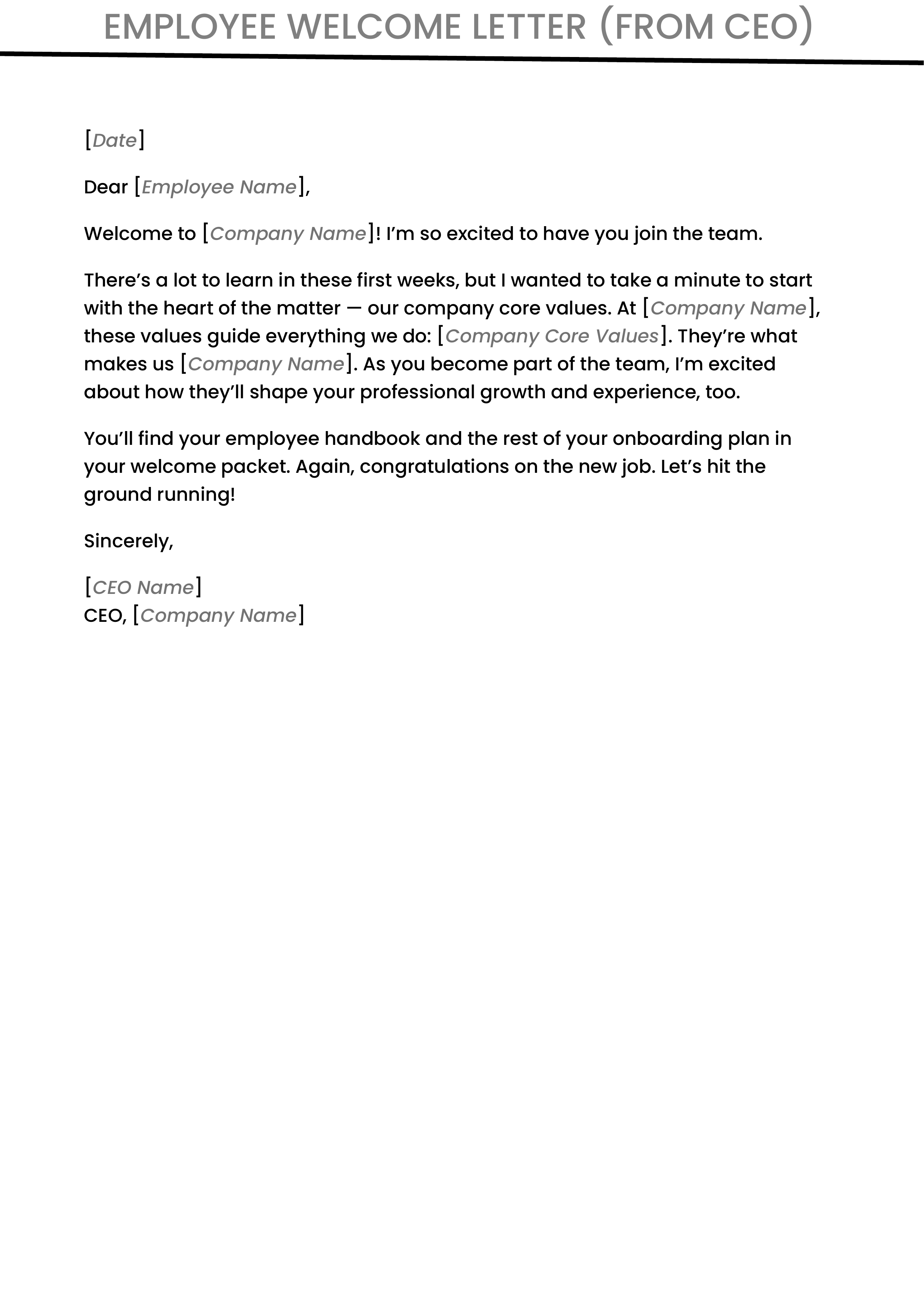 Welcome Letter from CEO
